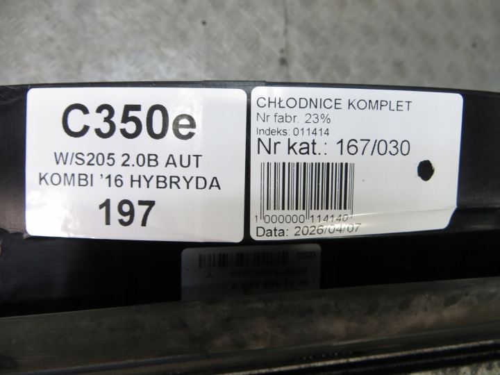 MERCEDES W205 2.0 HYBRIDE ENSEMBLE RADIATEURS VENTILATEUR A0999061200 14-