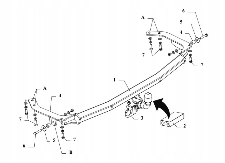 BARRA DE REMOLQUE GANCHO DE REMOLQUE +WIAZKA PARA TOYOTA AVENSIS VERSO 01- 