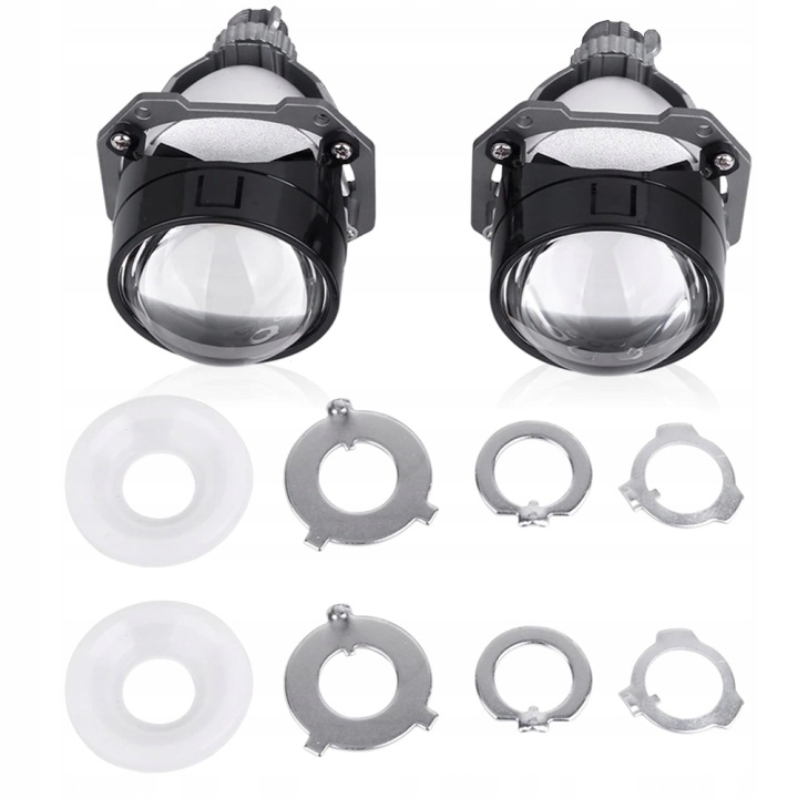 LENTILLES PROJEKTORY BI-LED 2,5″ VERS PHARE CAPUCHONS 2 EN 1 AVEC RINGAMI ROULEMENT EYES