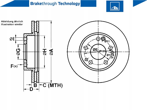 2 X ATE DISC BRAKE 422124 24.0122-0124.1 photo 7 - milautoparts-fr.ukrlive.com