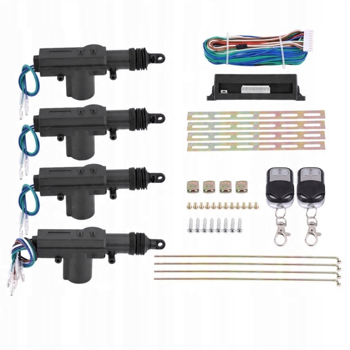 SERRURE CENTRAL KIT 4 PORTES ACTIONNEURS 2 TÉLÉCOMMANDE