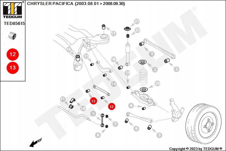 SILENTBLOCK PALANCA PARTE TRASERA IZQUIERDA/DERECHA (GORA/WEWNATRZ/ZEWNATRCON CON PRZODU) CHRYSLER 