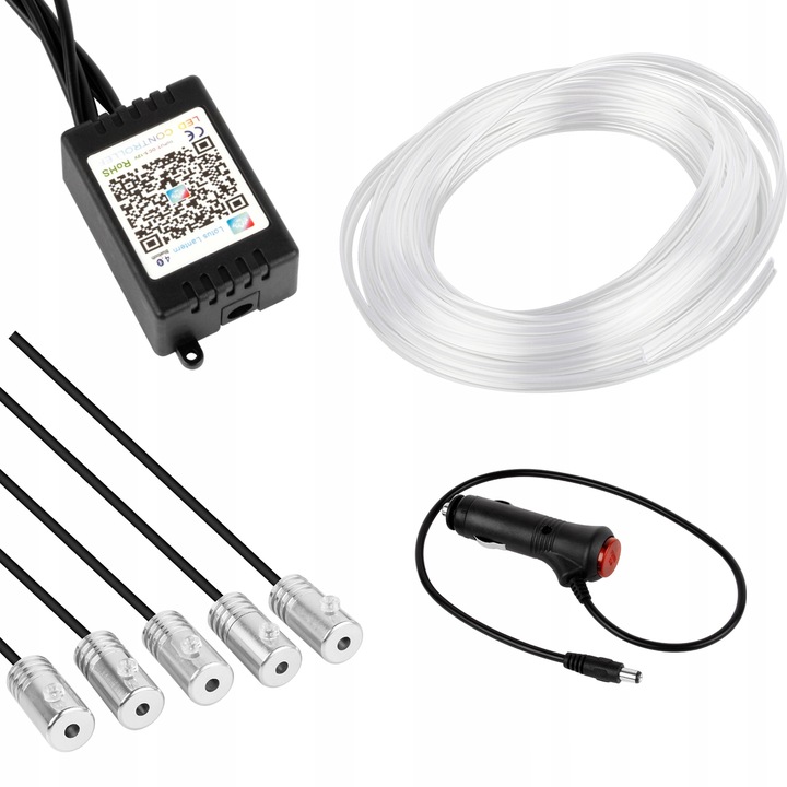 CABLE DE FIBRA ÓPTICA ILUMINACIÓN OTOCZENIA DIODO LUMINOSO LED RGB ILUMINACIÓN INTERIOR AUTO 6M APLIKACJA 