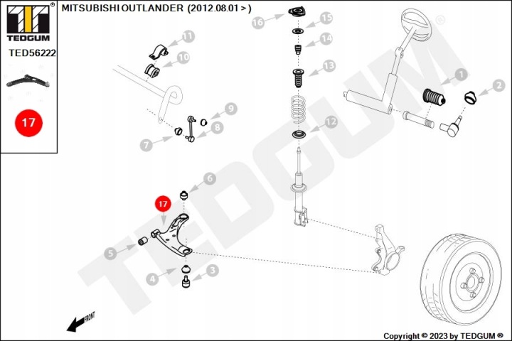 BRAS DE SUSPENSION AVANT COMPLET DROIT CITROEN MITSUBISHI PEUGEOT C-CROSSER