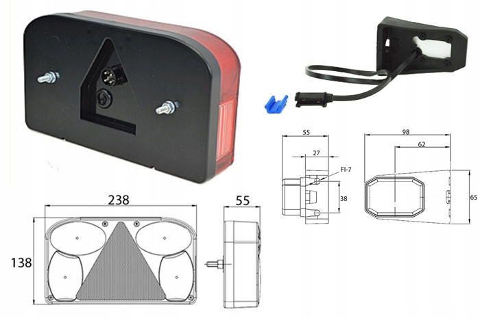 JUEGO FAROS PARA REMOLQUE REMOLQUE AFUSTE FT-88 7-PIN 4,5M +FT-1 