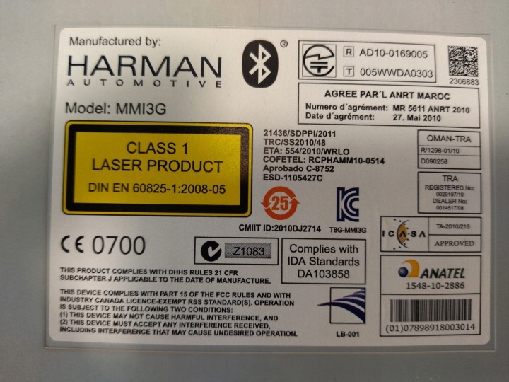 4H0035762N UNITÉ LECTEUR DE CARTE MMI 3G+ AUDI A8 D4 4H