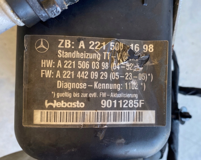 WEBASTO MERCEDES S W221 W216 2215001698 GASOLINA 