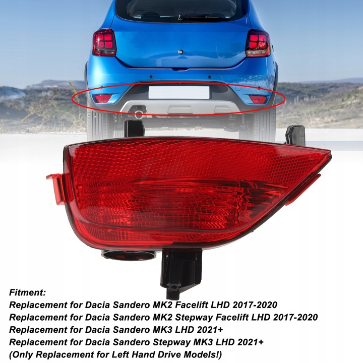 DACIA SANDERO MK2 MK3 265605279R PHARE ANTIBROUILLARD ARRIÈRE NEUF