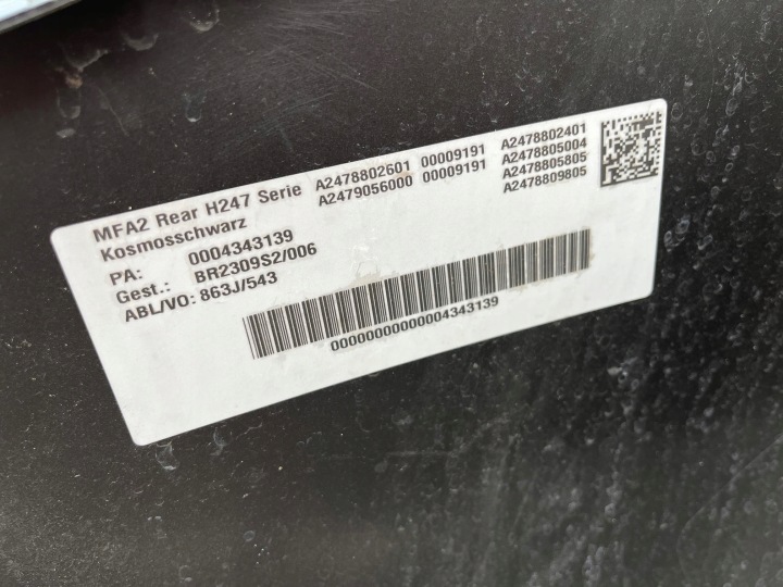 PARE-CHOCS ARRIÈRE ARRIÈRE MERCEDES GLA 247 A2478802601