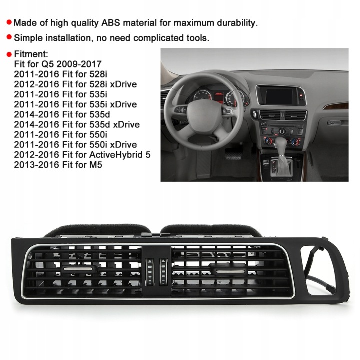 CENTRALE GRILLE VENTILATION TABLEAU DE BORD INSTRUMENTATION 8R1820951L CONVIENT VERS Q5