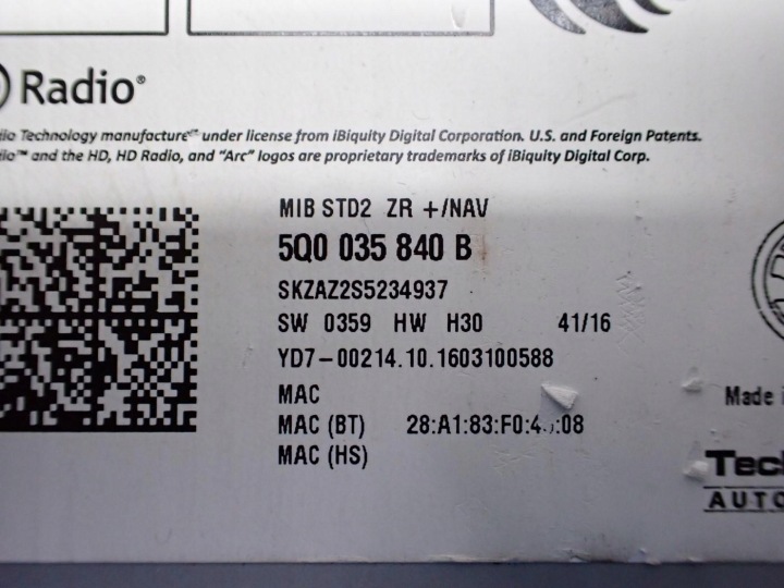 RADIO LECTEUR DE CARTE SD BLUETOOTH D'USINE EUROPE 5Q0035840B SKODA RAPID 16R