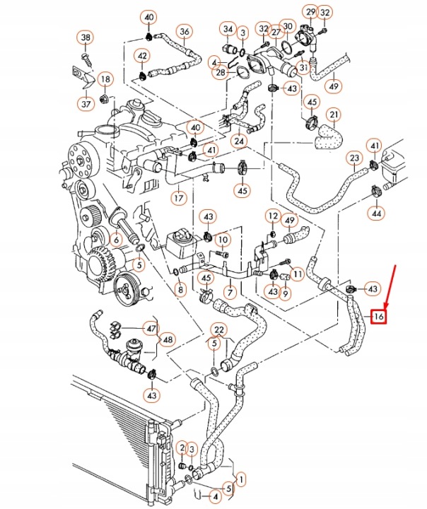 TUYAU LIQUIDE REFROIDISSEMENT MOTEUR AUDI A4 B6 038121086F ORIGINAL