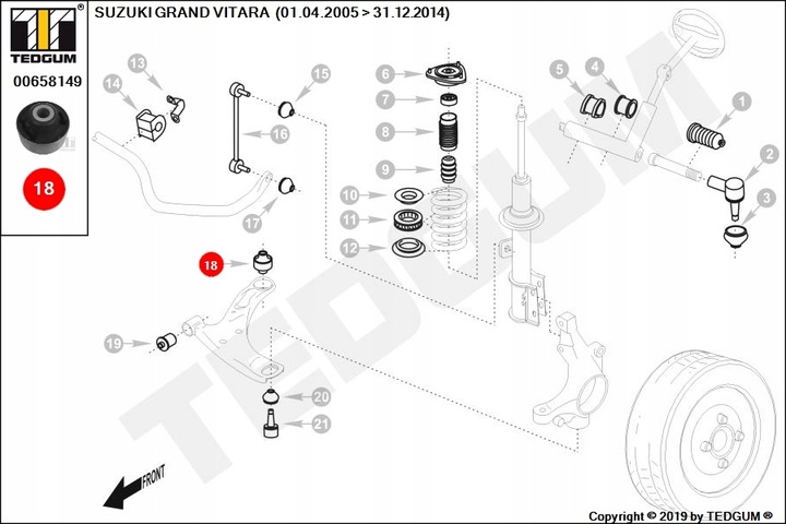 TEDGUM 00658149 BLOQUE SILENCIOSO PALANCA SUZUKI 