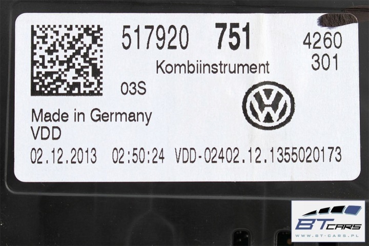 VW SPORTSVAN TABLEAU DE BORD DIESEL 517920751 517 920 751 COMPTEUR COMPTEUR MONITEUR