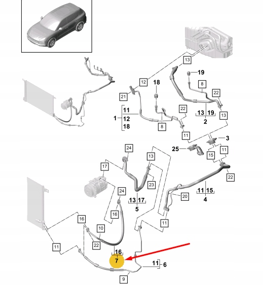 3723. FIL CLIMATISATION PORSCHE 9Y0816721C