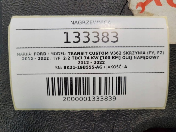 CHAUFFAGE FORD TRANSIT MK8/CUSTOM BK21-19B555-AG
