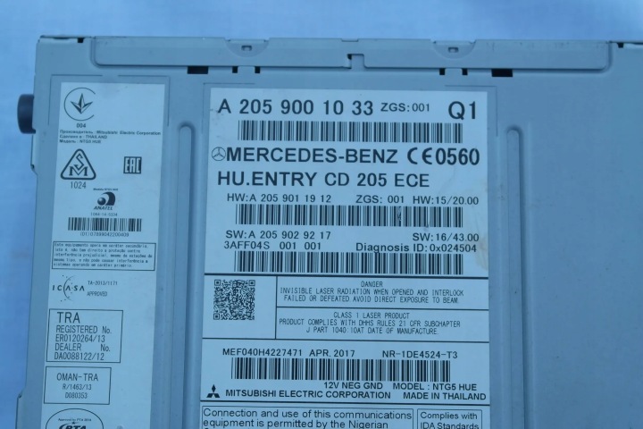 MERCEDES-BENZ C W205 2016 RADIOODTWARZACZE