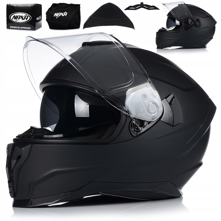 CASCO PARA MOTOCICLETA NAXA F28/B NEGRO MATT + TAPAOBJETIVO 