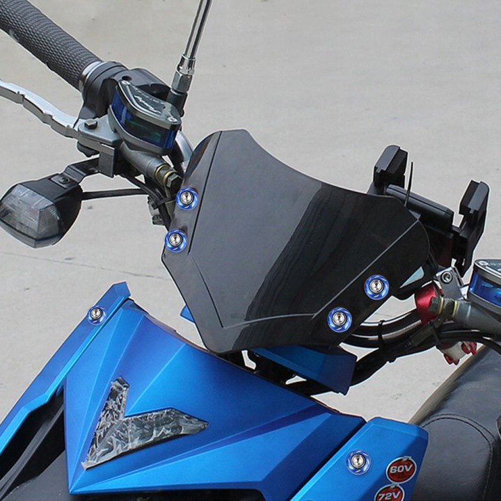 20 PIÈCES BLEUES BOULONS DÉCORATIF VERS TABLIC D'IMMATRICULATION MOTOCYCLETTE AVEC PIED ALUMINIUM