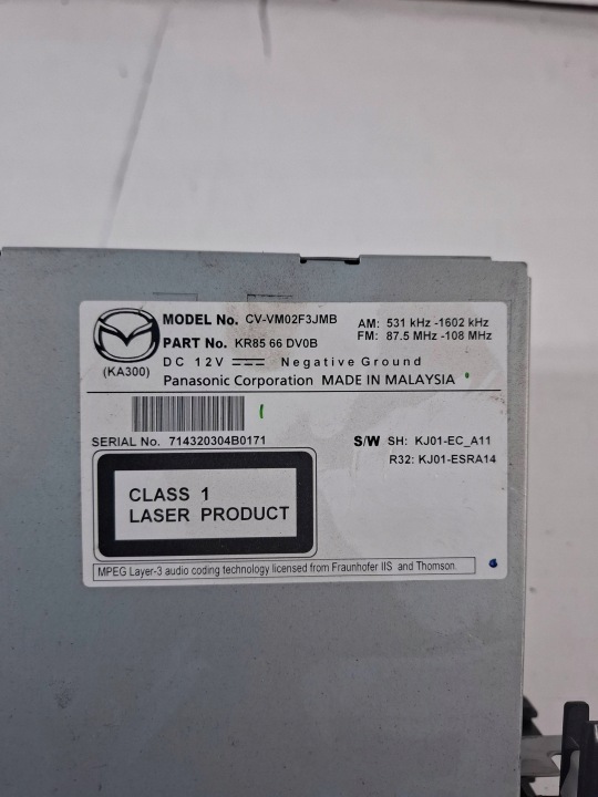 RADIO NAVIGATION MAZDA CX-5 CV-VM02F3JM 11-17 LECTEUR MULTIMÉDIA STEREO