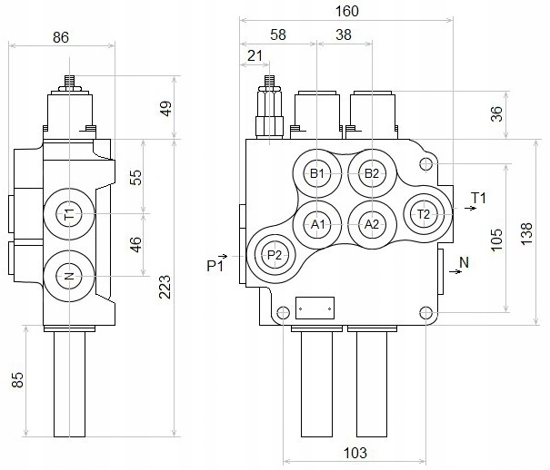 DISTRIBUIDOR HYDR. 2S 80L A1A1 AL CABLES BADESTNOST 