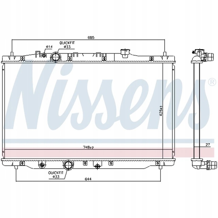 CHLODNICA, SISTEMA DE REFRIGERACIÓN DEL MOTOR NISSENS 606522 