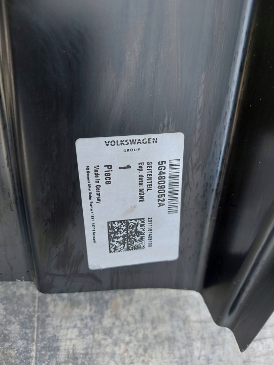 VOLKSWAGEN GOLF VII 7 5G 5D DROITE QUART ARRIÈRE ARRIÈRE AILE BRODERIE DROIT