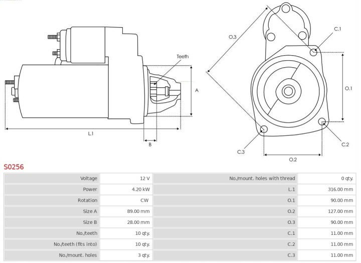 DÉMARREUR KOMATSU WB97S-5 F4GE9894F CASE 420CT AS-PL S0256