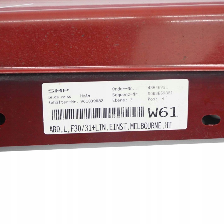 BMW F30 REVÊTEMENT MOULURE SEUIL GAUCHE MELBOURNE ROT
