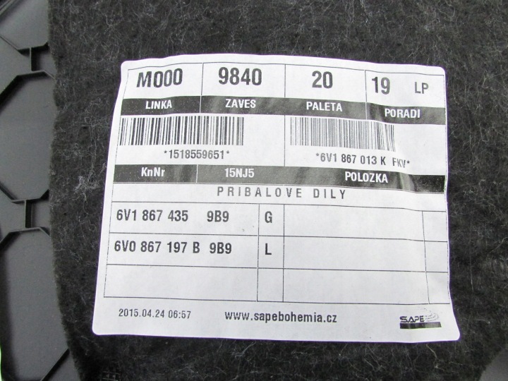 SKODA FABIA 3 UNIVERSEL COLLECTEUR PORTES GAUCHE AVANT EUROPE 14-20R 6V1867013K