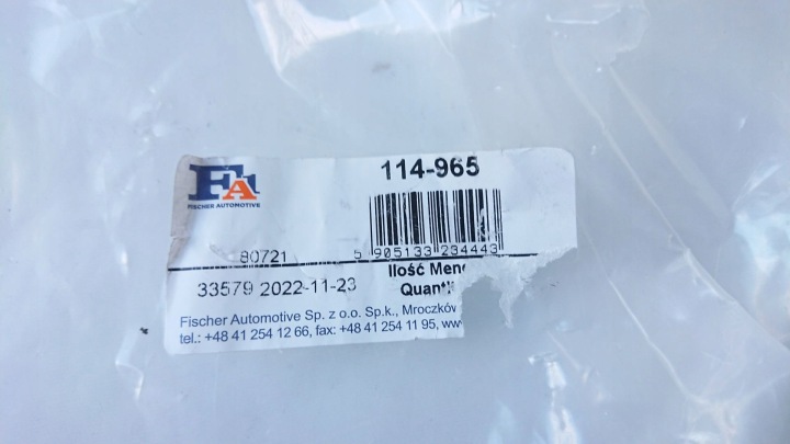 CONNECTEUR TUYAUX ÉCHAPPEMENT FISCHER 114-965 65X125