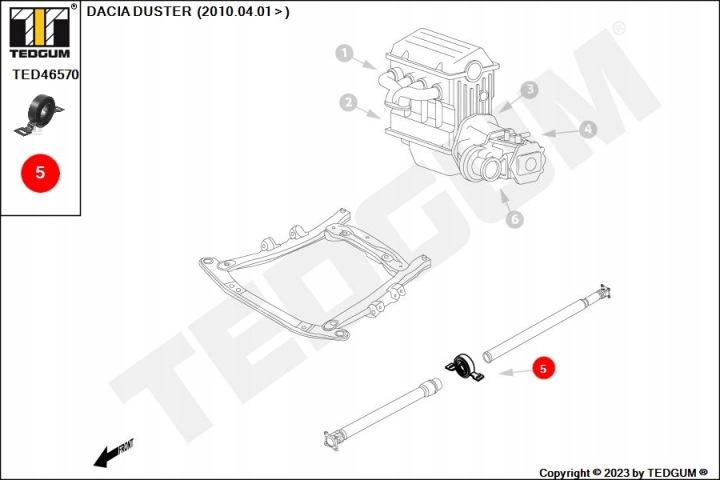 SUPPORT ARBRE DACIA DUSTER 1,5 DCI/1,6 16V 4X4 10- AVEC ROULEMENT