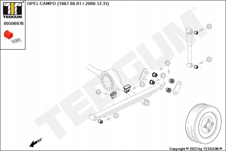 MANCHON BARRE STABILISATRICE OPEL T. CAMPO 2,3/FRONTERA INTERNE POLYURÉTHANE 00506976 TEDGUM