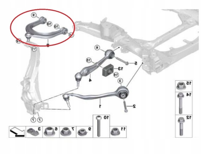 BRAS DE SUSPENSION AVANT AVANT SUPÉRIEUR PRAWY+LEWY BMW X7 (G07) 03.19- 2019- ALUMINIUM