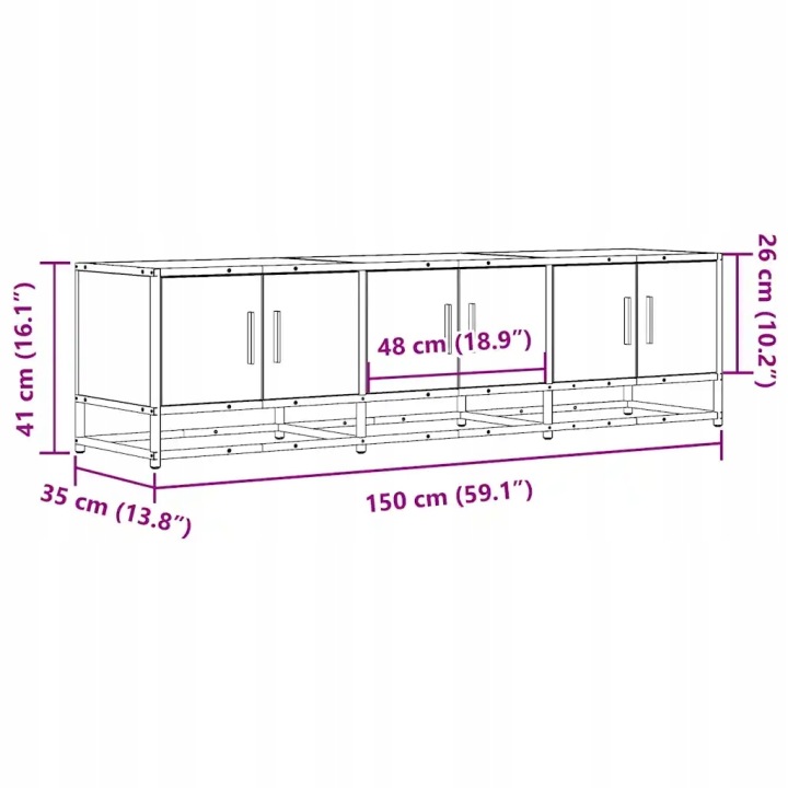 VIDAXL CASIER SOUS TELEWIZOR, DAB SONOMA, 150X35X41 CM
