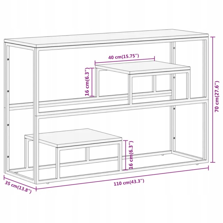VIDAXL TABLE KONSOLOWY, ARGENTÉ ACIER INOXYDABLE I BOIS AKACJOWE