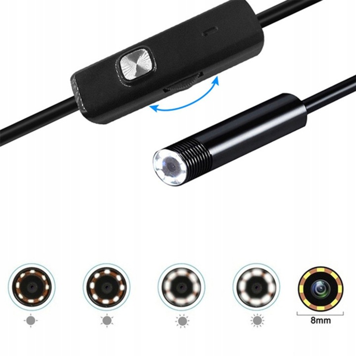 ENDOSKOP CAMÉRA INSPEKCYJNA VERS TUYAUX TÉLÉPHONE ANDROID PC 5M LED USB-C 3W1