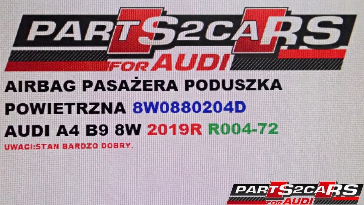 8W0880204D COUSSIN AIRBAG PASSAGER AUDI A4 B9 8W