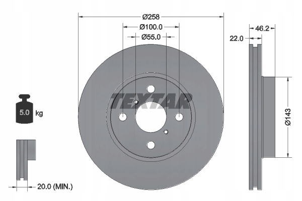 TEXTAR 92164203 DISCO DE FRENADO 