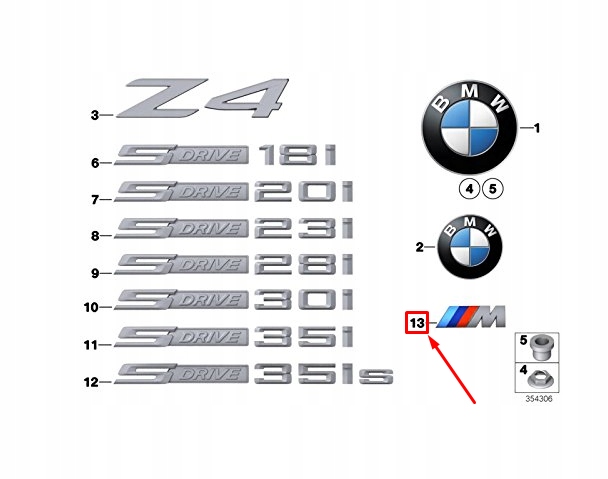 AUTOCOLLANT SUR COUVERCLE DE COFFRE COUVERCLES DE COFFRE BMW E39 Z3 CHROME M PERFORMANCE 51142694404