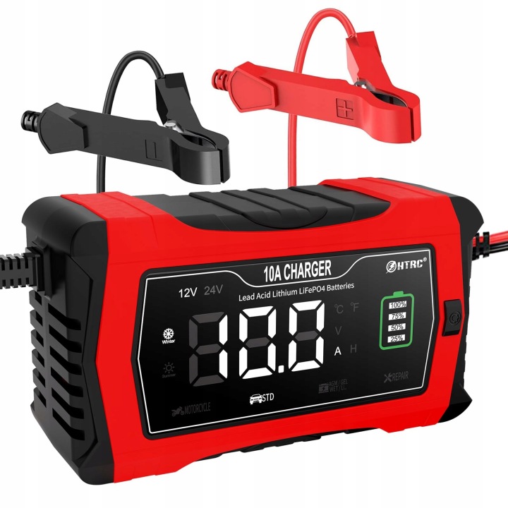10A INTELLIGENT CHARGEUR CHARGEUR AUTO BATTERIE LIFEPO4 LCD 24V 12V