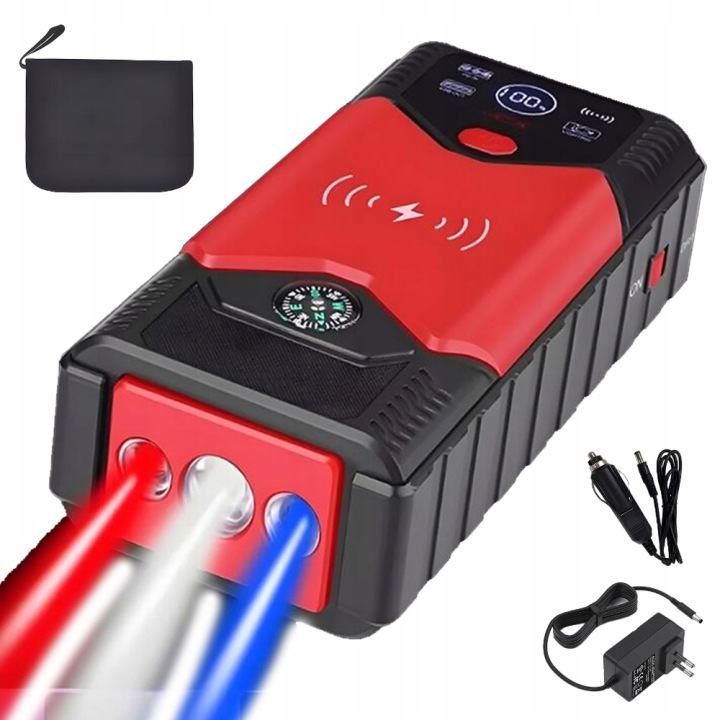 JUMP DÉMARREUR AUTOMOBILE 4500A 8000MAH LED 3 ENGRENAGES D'URGENCE USB VERS PODROZY
