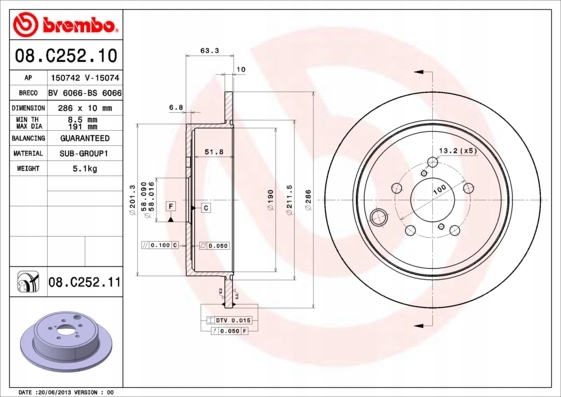 DISCOS ZAPATAS PARTE TRASERA BREMBO SUBARU FORESTER 2.0 D 