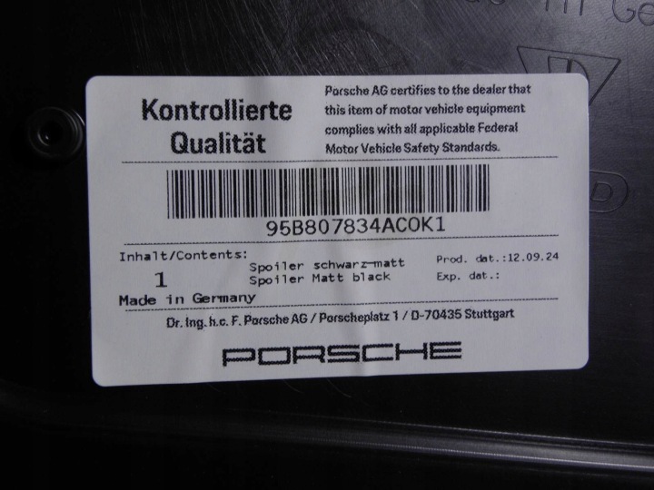 DOUBLURE ARRIÈRE ARRIÈRE PARE-CHOCS PORSCHE MACAN LIFT GTS 95B 95B807834A