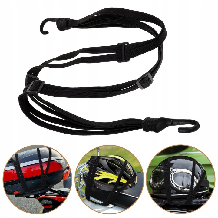 NIEZAWODNA NOIRE ÉLASTIQUE CÂBLE AVEC CROCHET VERS CASQUES MOTOCYCLETTE I LADUNKU