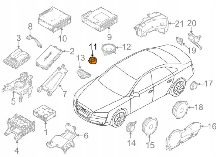 AUDI A6 C7 HAUT-PARLEUR HAUTE FRÉQUENCE SUR PLANCHE DISTRIBUTION AVANT 4G0035397