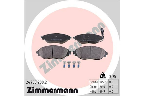 PLAQUETTES FREIN ZIMMERMANN 24738.200.2 7N0698151A
