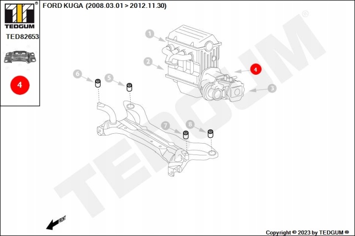 COUSSIN MOTEUR FORD C-MAX 03, C-MAX 07, C-MAX 11, FIESTA 02 TED82653