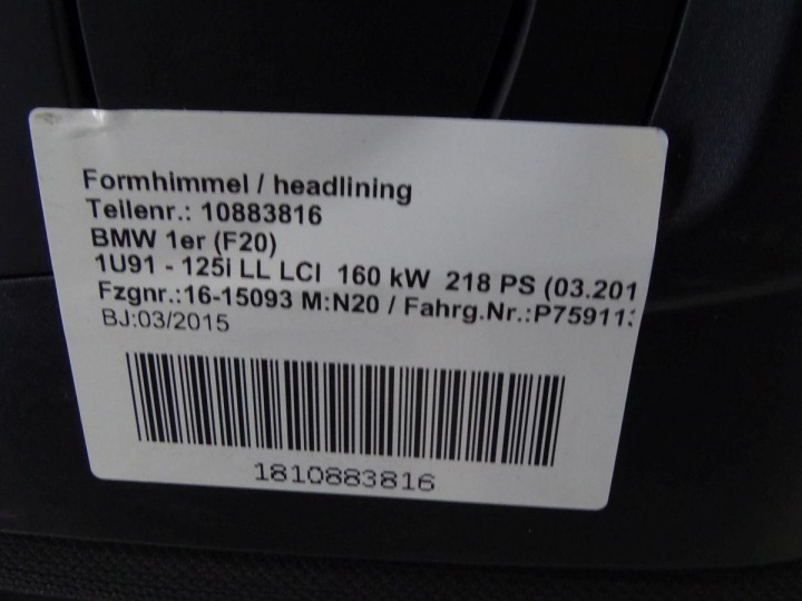 BMW 1 F20 11-19 PAVILLON NOIRE ENSEMBLE MODULE 57213340