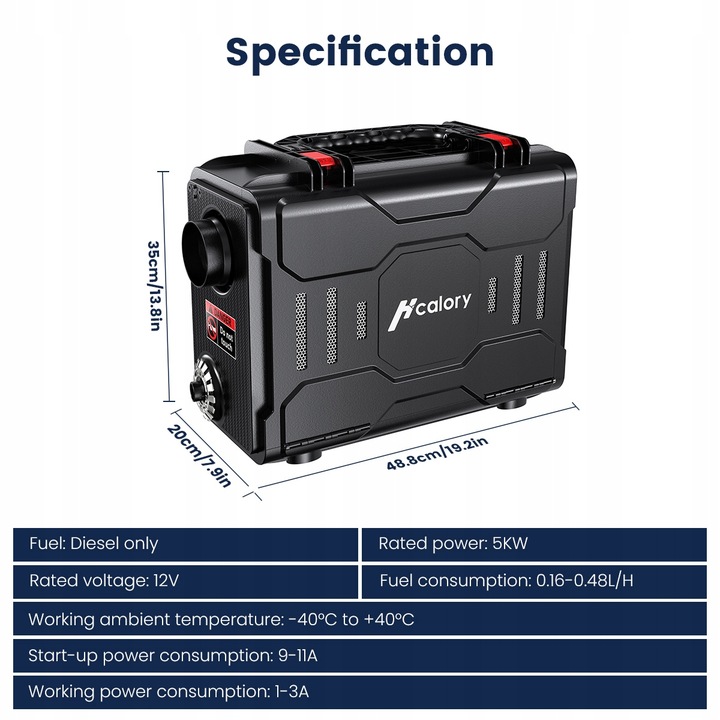 HCALORY CALEFACCIÓN POSTOJOWE DIESEL 5 KW BLUETOOTH 